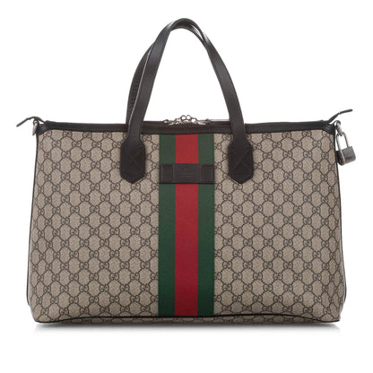 Gucci GG Supreme Web Satchel Brown