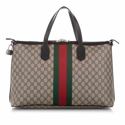 Gucci GG Supreme Web Satchel Brown