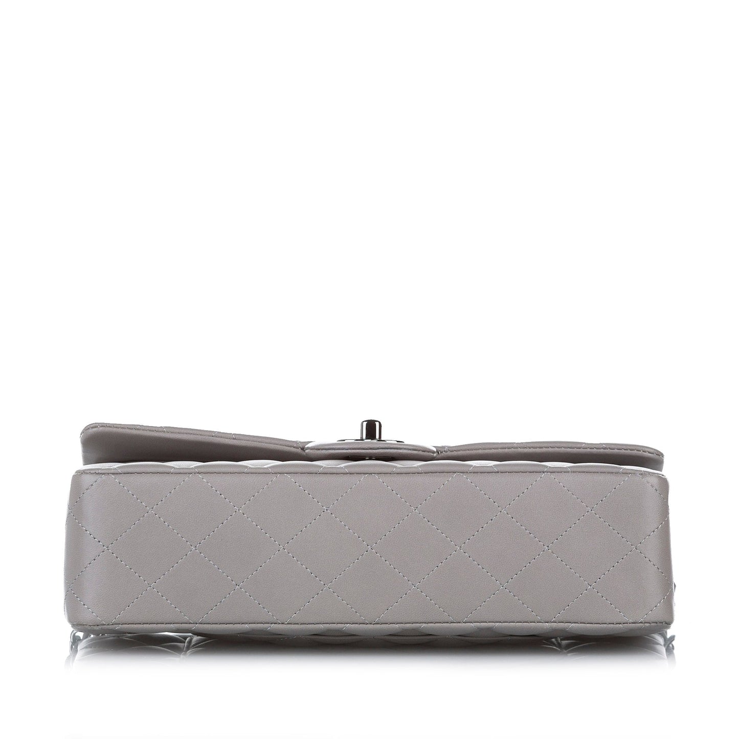 Classic Lambskin Leather Single Flap Bag in Gray with SHW