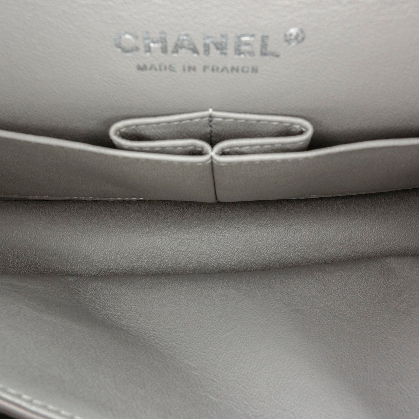 Classic Lambskin Leather Single Flap Bag in Gray with SHW