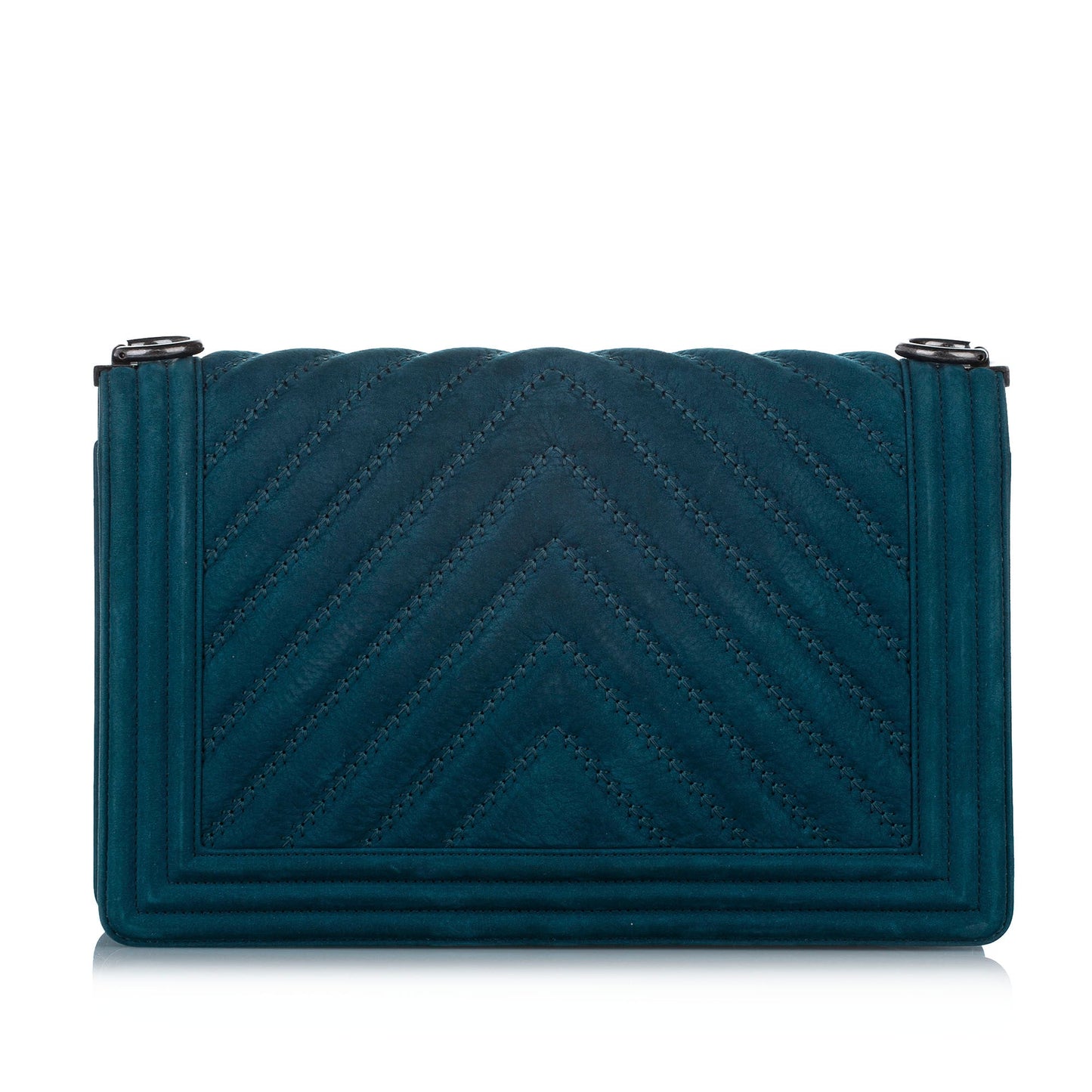 New Medium Chevron Boy Suede Flap Bag Blue