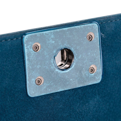 New Medium Chevron Boy Suede Flap Bag Blue