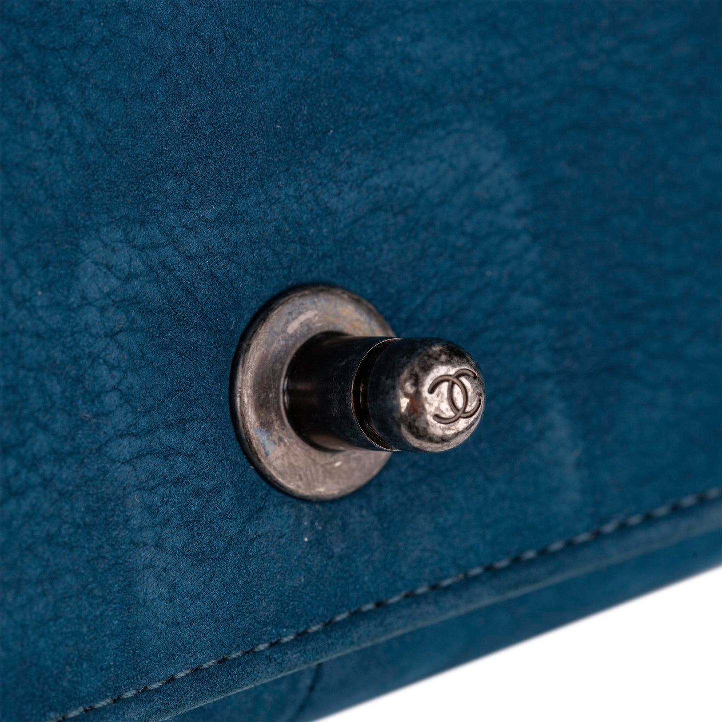 New Medium Chevron Boy Suede Flap Bag Blue