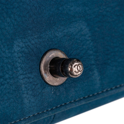 New Medium Chevron Boy Suede Flap Bag Blue