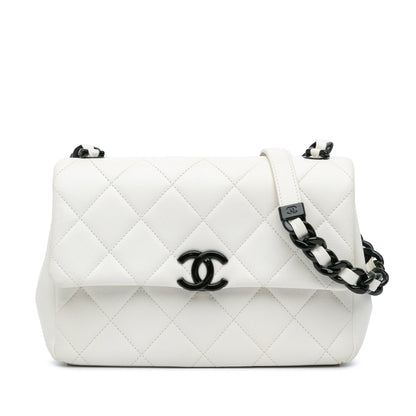White Chanel Medium Quilted Caviar My Everything Flap Crossbody Bag