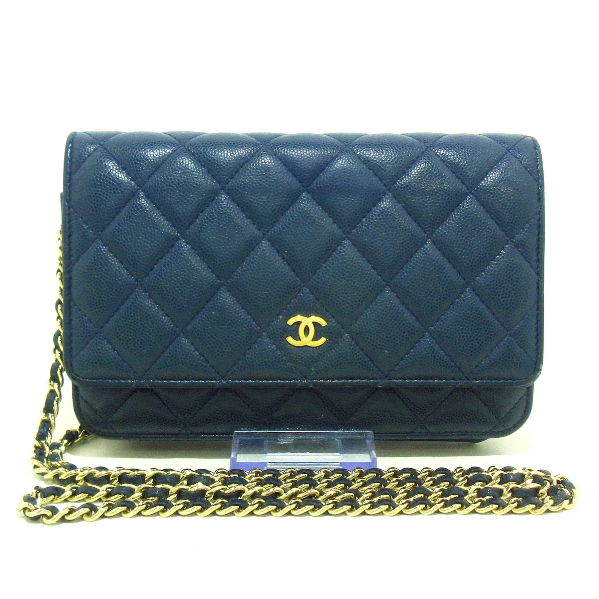 Chanel Navy Blue Caviar Wallet On Chain