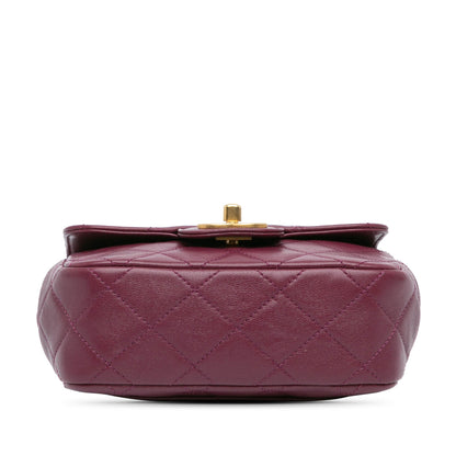 Purple Chanel Mini Quilted Lambskin Single Flap Crossbody Bag