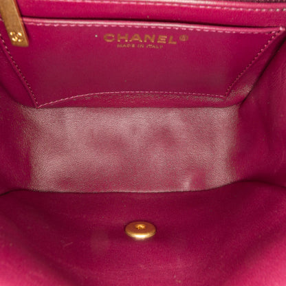 Purple Chanel Mini Quilted Lambskin Single Flap Crossbody Bag