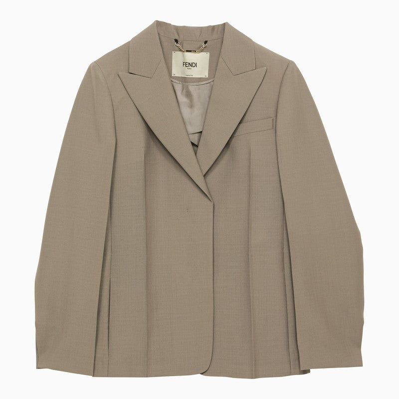 Fendi Single-Breasted Jacket In Turtledove Mohair Women