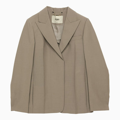 Fendi Single-Breasted Jacket In Turtledove Mohair Women