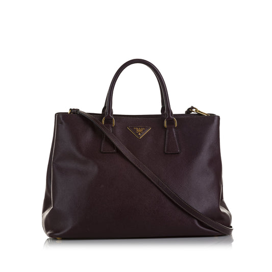 Prada Cuir Twin HandBag Brown Saffiano