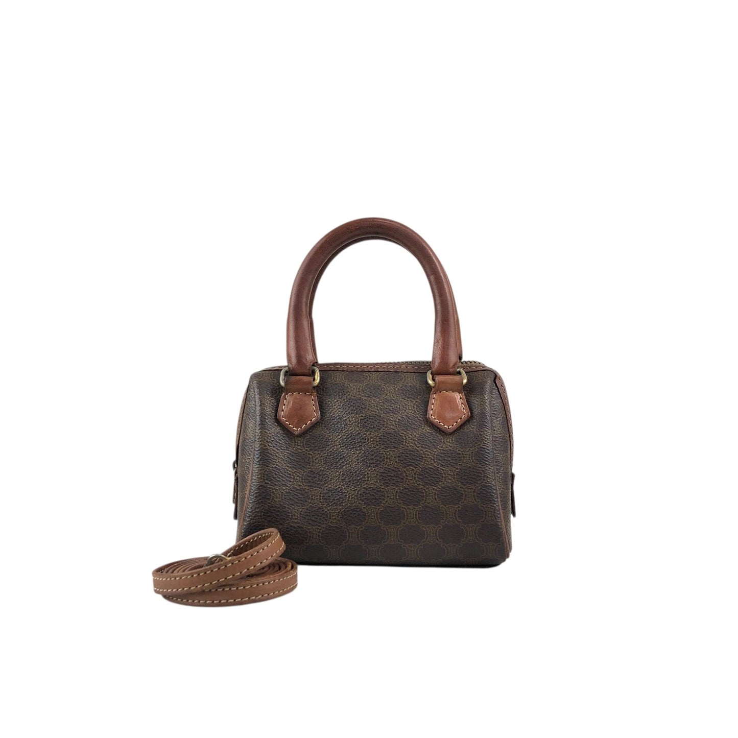 CELINE Macadam Two-way Small Boston bag Shoulder bag Brown Vintage bnscrs