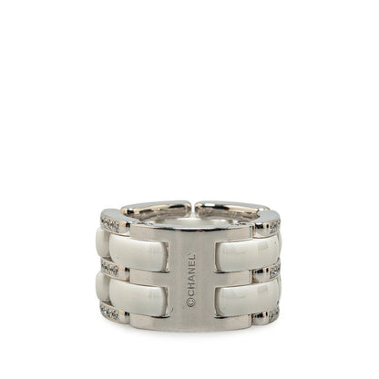 Chanel 18k Gold Diamond & Ceramic Ring Metal Ring in Excellent condition