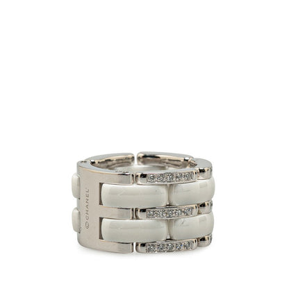 Chanel 18k Gold Diamond & Ceramic Ring Metal Ring in Excellent condition