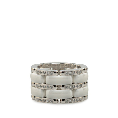Chanel 18k Gold Diamond & Ceramic Ring Metal Ring in Excellent condition