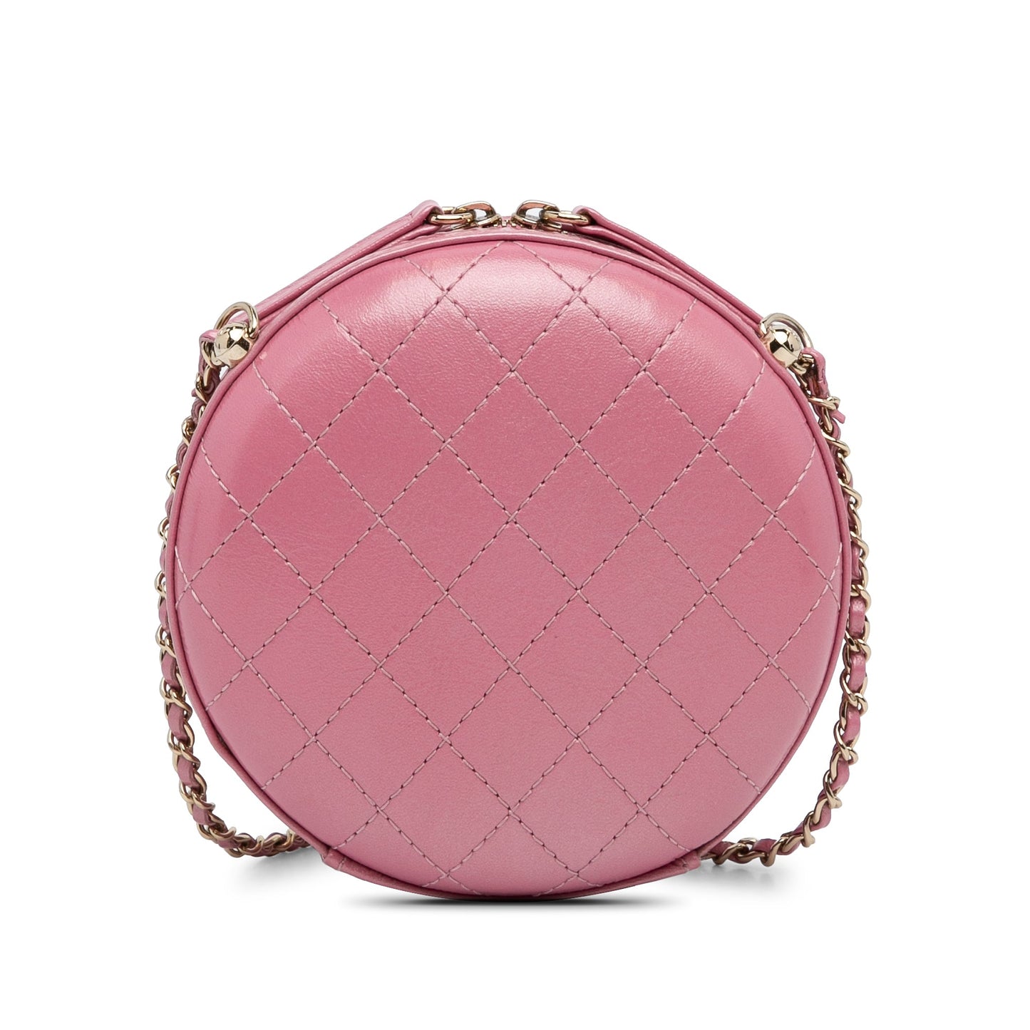 Pink Chanel Lambskin CC Round Chain Crossbody