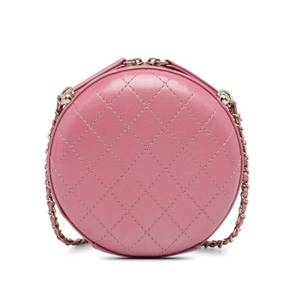 Pink Chanel Lambskin CC Round Chain Crossbody