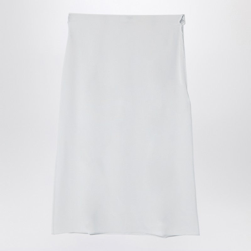 Fendi Light Blue Embroidered Silk Tulle Midi Skirt Women