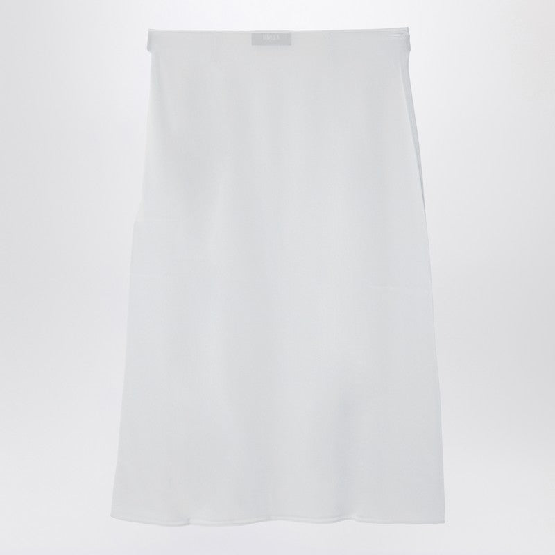 Fendi Light Blue Embroidered Silk Tulle Midi Skirt Women