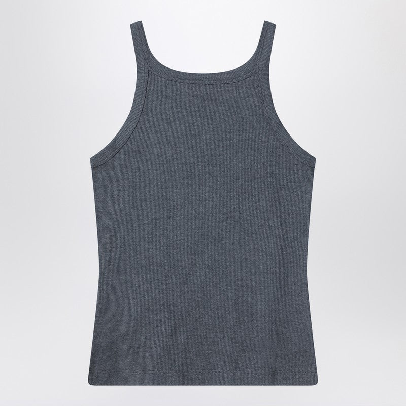 Fendi Grey Ribbed Cotton Top Women