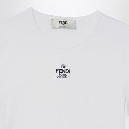 Fendi White Cropped T-Shirt With Logo Women