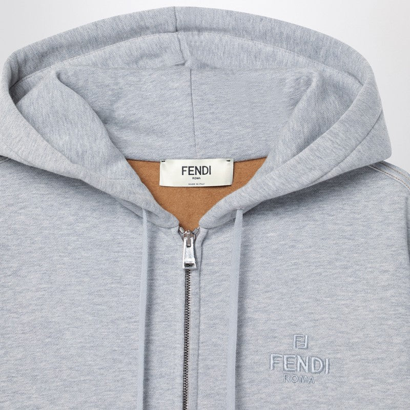 Fendi Grey Sweatshirt With Zip In Fleece Cotton Women