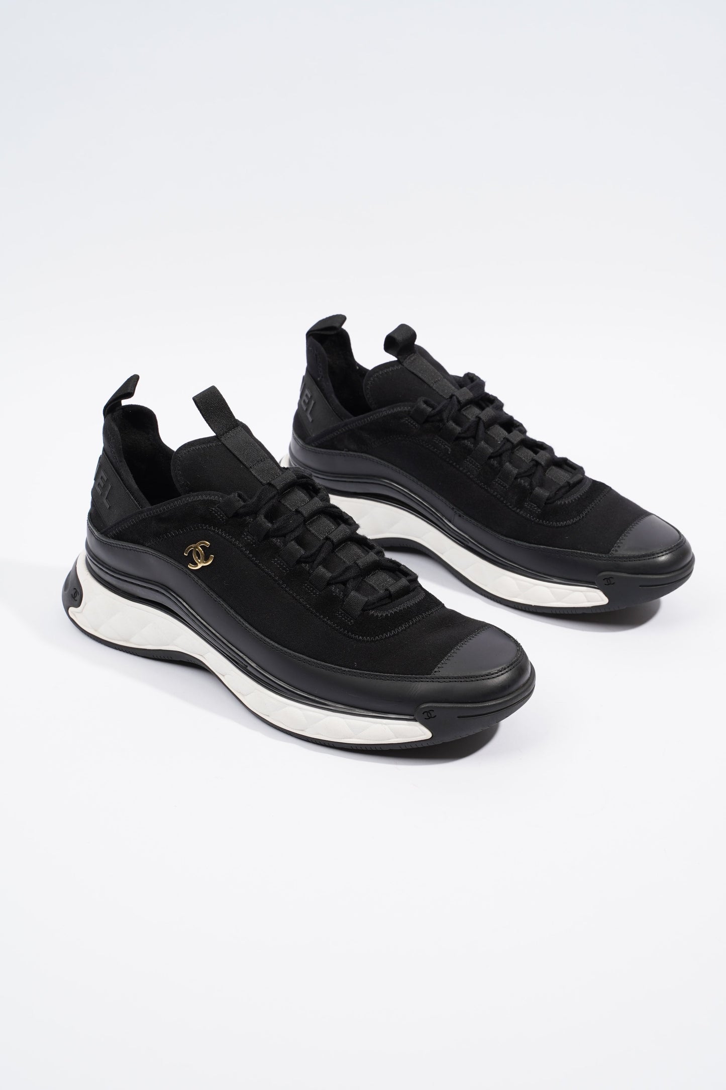 Chanel CC Logo Sneaker Black   White Fabric EU 42 UK 8