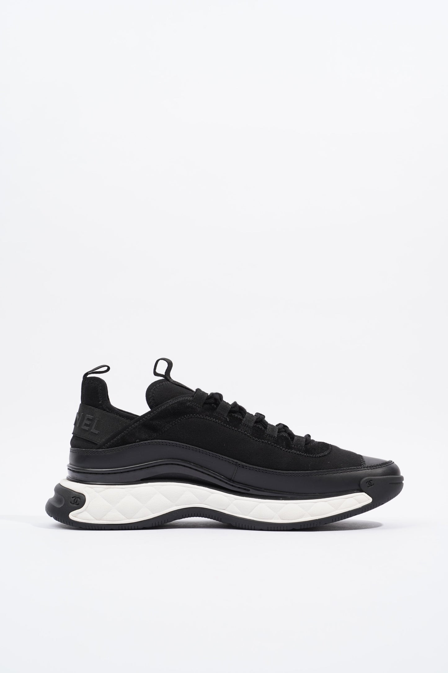 Chanel CC Logo Sneaker Black   White Fabric EU 42 UK 8