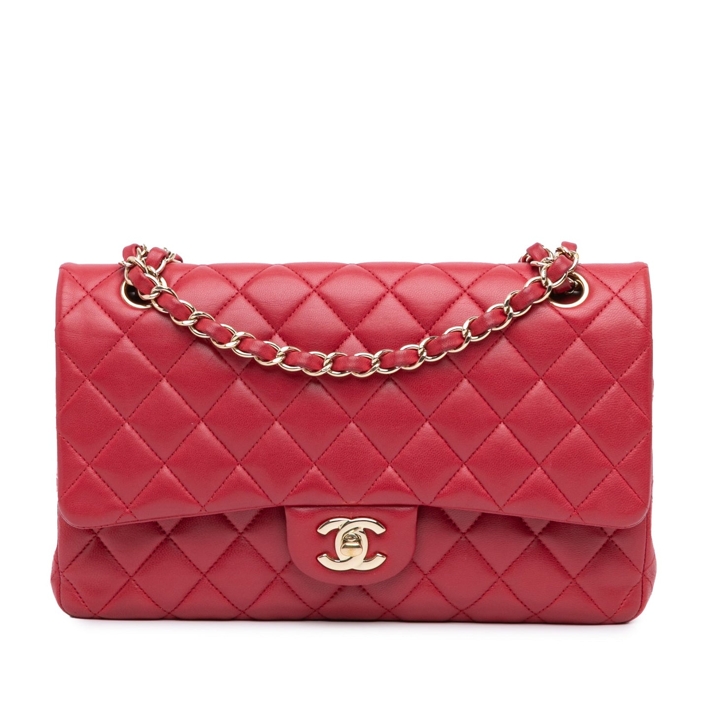 Pink Chanel Medium Classic Lambskin Double Flap Shoulder Bag