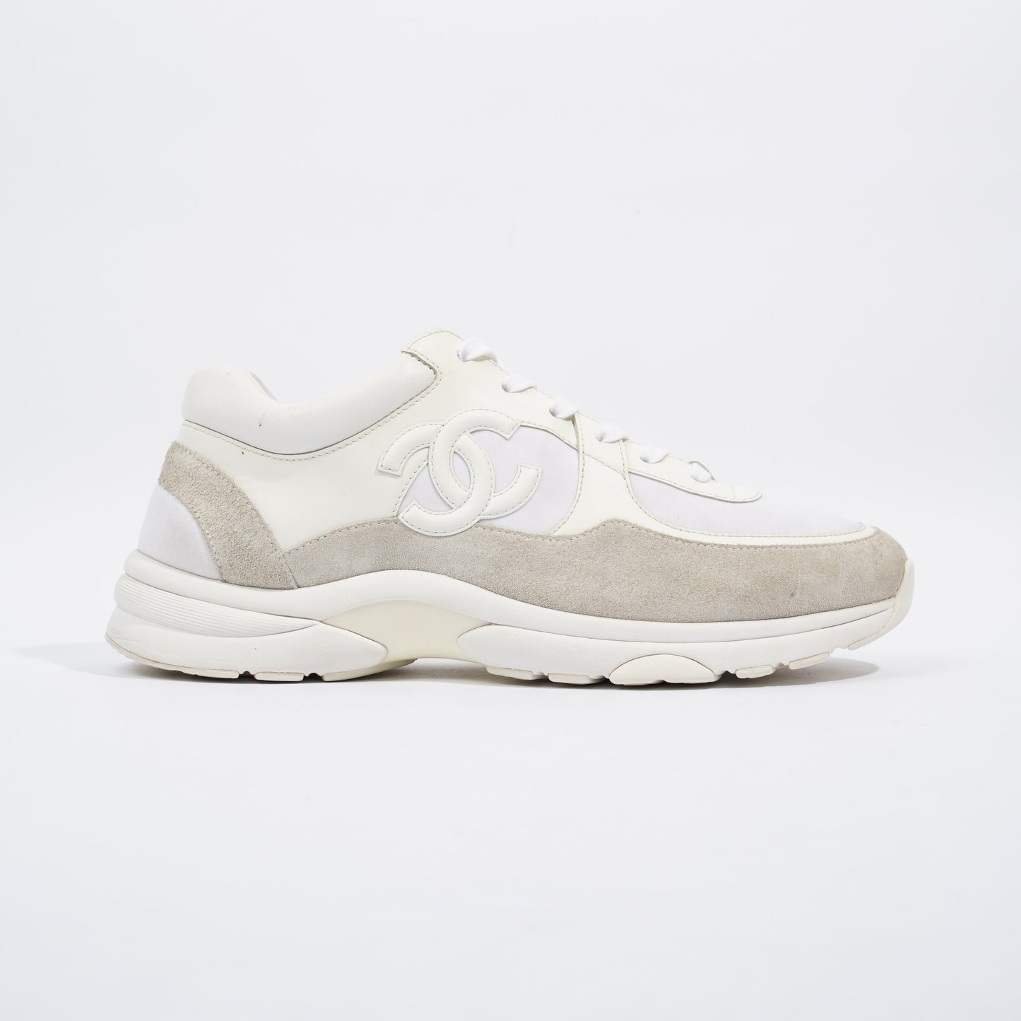 Chanel CC Logo Sneaker White Suede EU 44 UK 10