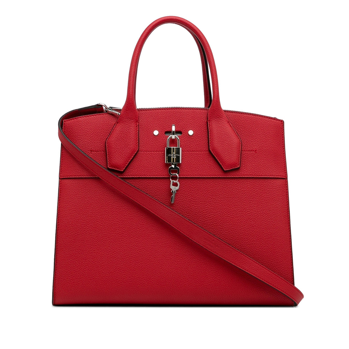 Red Louis Vuitton City Steamer MM Satchel