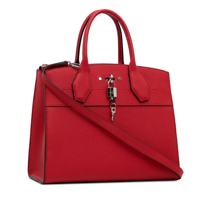 Red Louis Vuitton City Steamer MM Satchel
