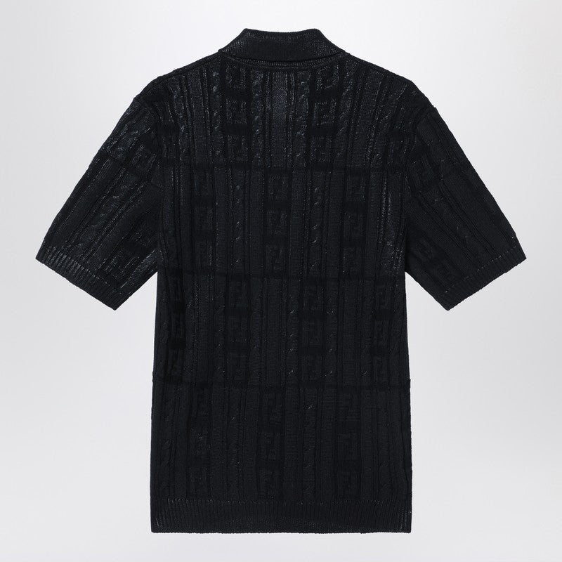 Fendi Black Wool Polo Men
