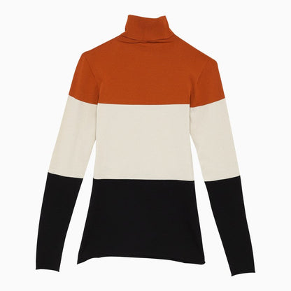 Fendi High Neck Sweater In Multicolored Lycra With Logo Women
