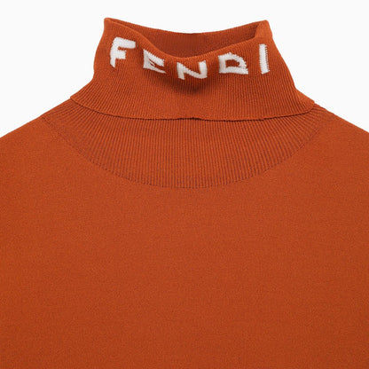 Fendi High Neck Sweater In Multicolored Lycra With Logo Women