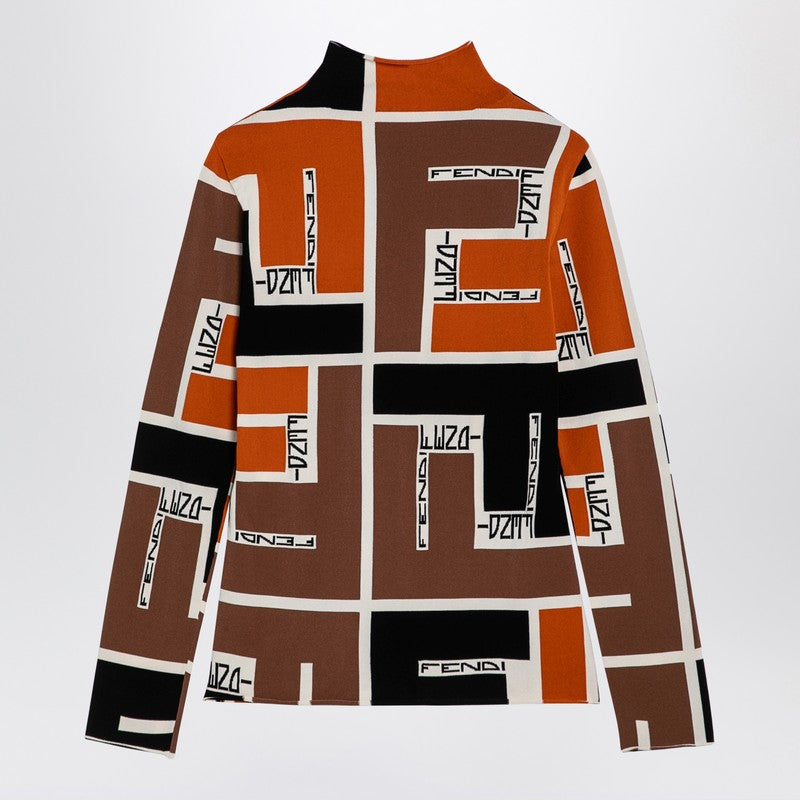 Fendi Multicoloured Turtleneck Sweater In Lycra Women