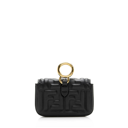 Fendi FF Embossed Nano Baguette Charm Crossbody Bag
