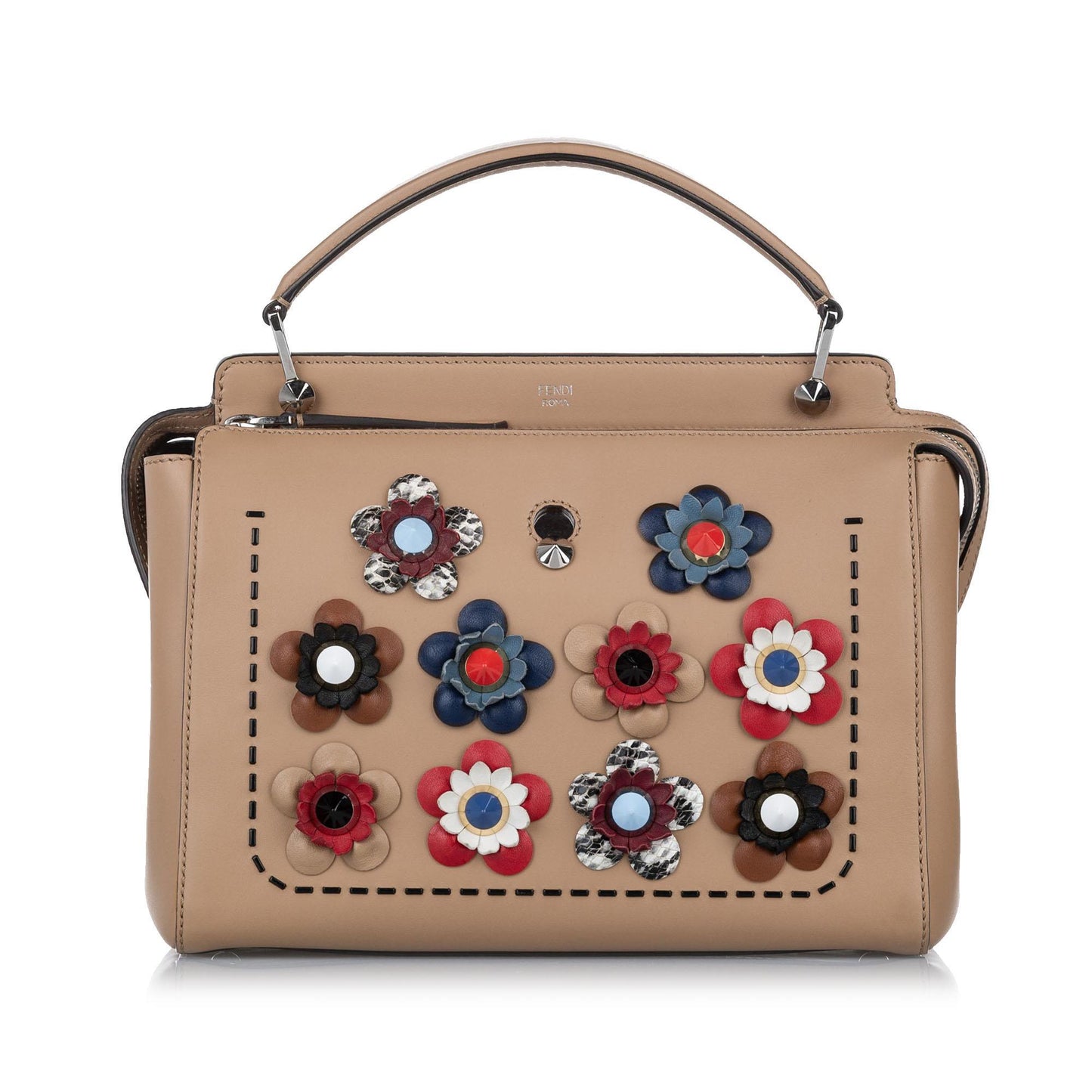 Fendi Flowerland DotCom Leather Satchel