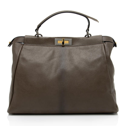 Fendi Goatskin Peekaboo Large Satchel -(SHF-EF9skv)