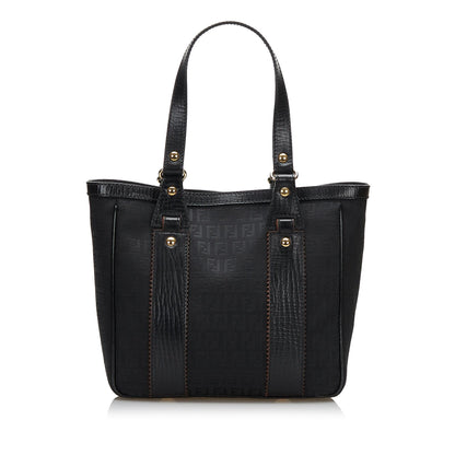 Fendi Leather-Trimmed Zucchino Tote