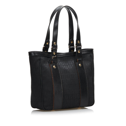 Fendi Leather-Trimmed Zucchino Tote