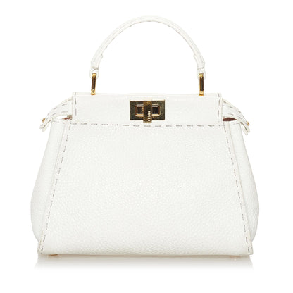 Fendi Mini Selleria Peekaboo Leather Satchel