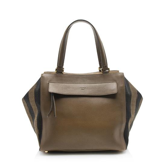 Fendi Pequin Mixed Media Medium Satchel - FINAL SALE (SHF-10942)