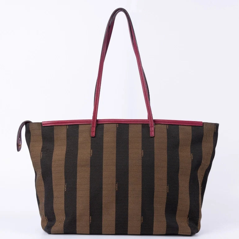 Fendi Pequin Stripe Canvas Roll Tote