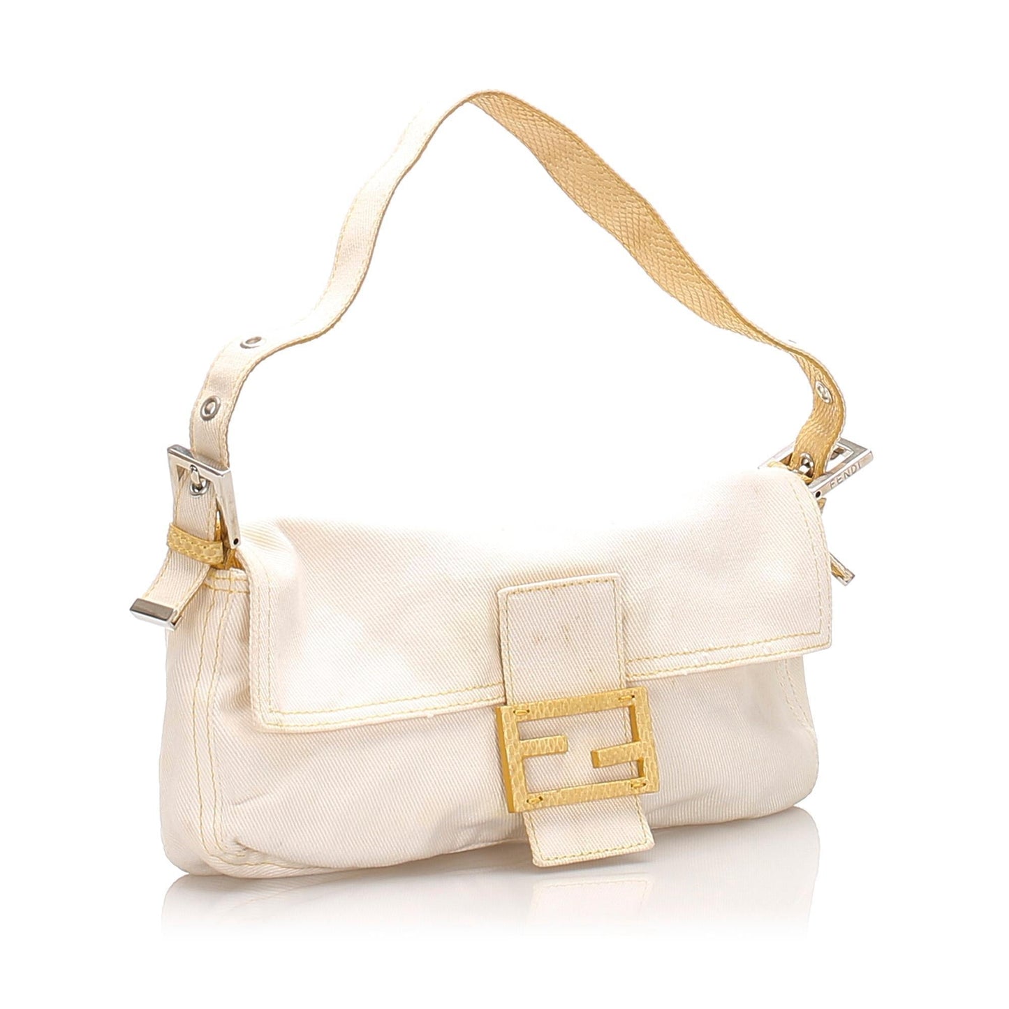 Fendi Python-Trimmed Canvas Mamma Baguette (SHG-16033)
