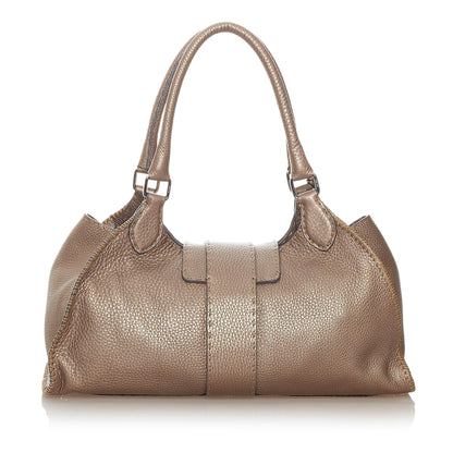 Fendi Selleria Sporty Leather Shoulder Bag