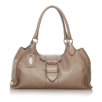 Fendi Selleria Sporty Leather Shoulder Bag
