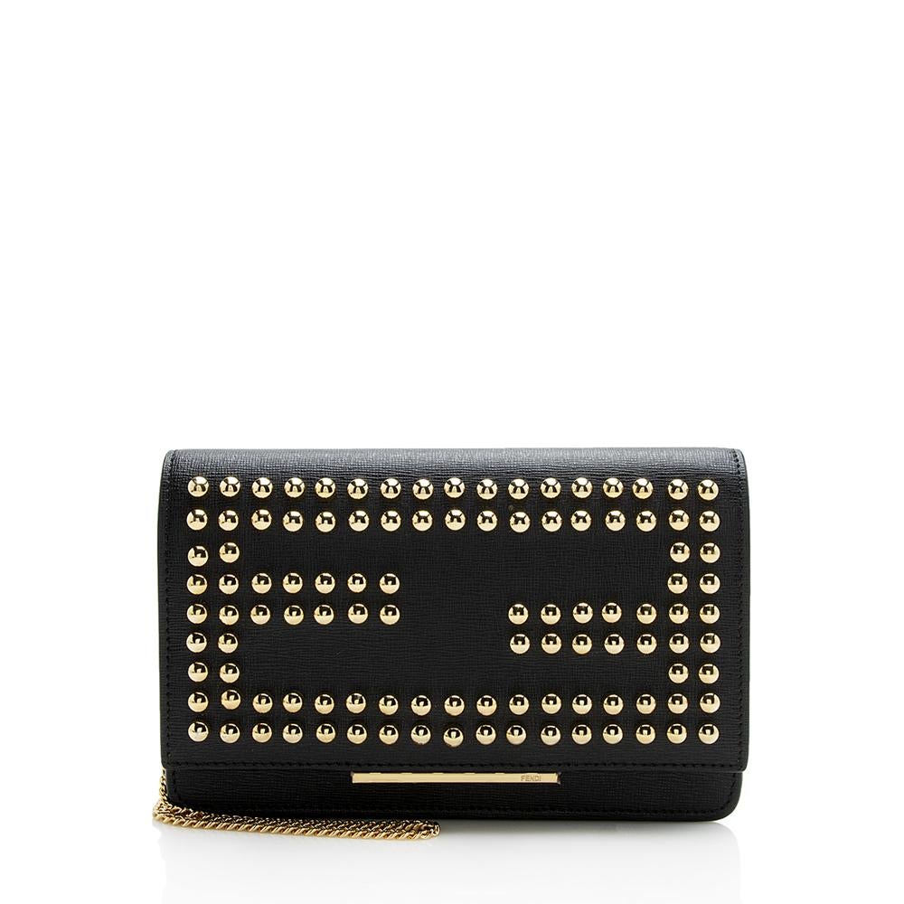 Fendi Studded Leather Wallet On Chain (SHF-11921)