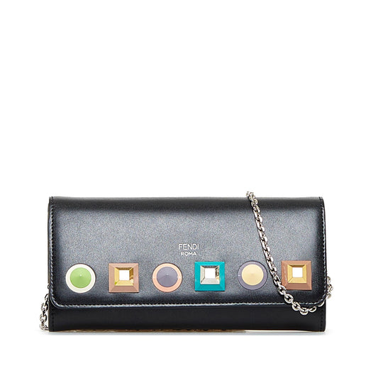 Fendi Studded Leather Wallet on Chain