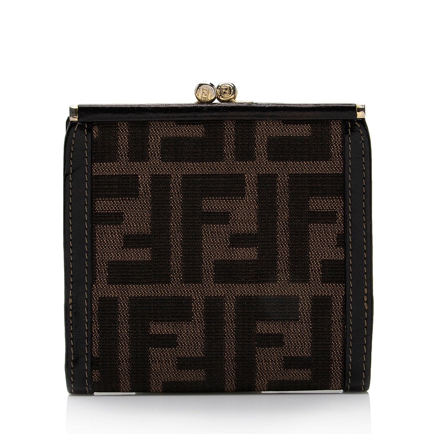 Fendi Vintage Zucca Kiss Lock French Wallet (SHF-J1Q6xA)
